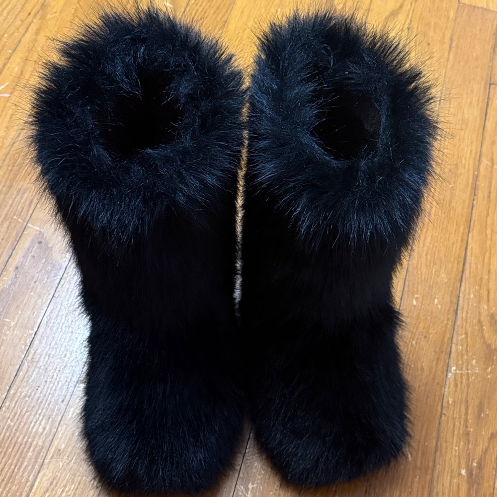 Source Unknown Black Faux Fur Winter Boots - Picture 9 of 13